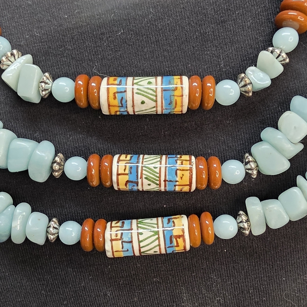 Artisan Statement Necklace Amazonite, Red Jasper … - image 3